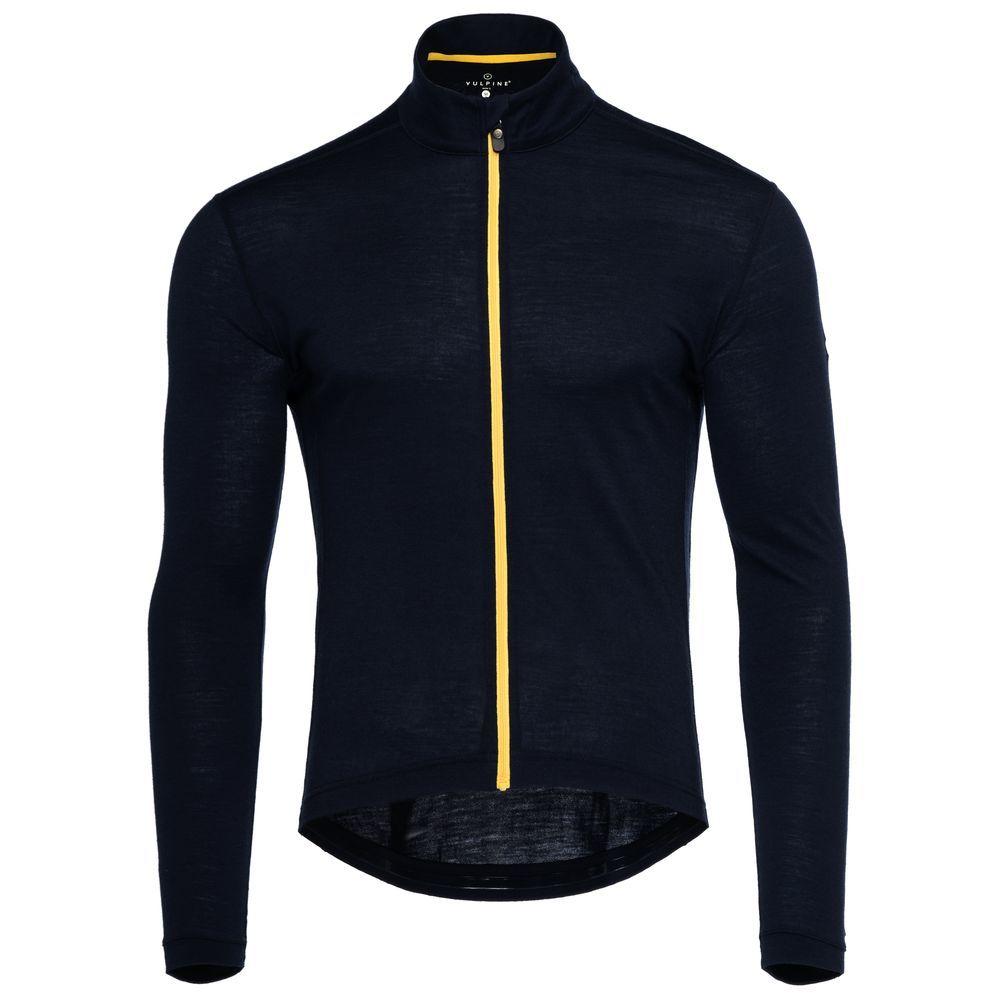 Vulpine | Mens Alpine Merino Blend Long Sleeve Jersey (Classic Navy/Yellow)