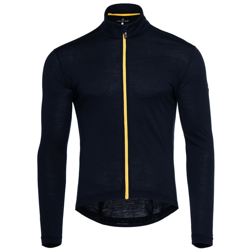 Mens Alpine Merino Blend Long Sleeve Jersey (Classic Navy/Yellow