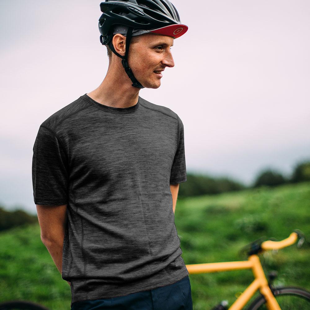 Mens Merino Crew Tee (Charcoal Melange) Vulpine