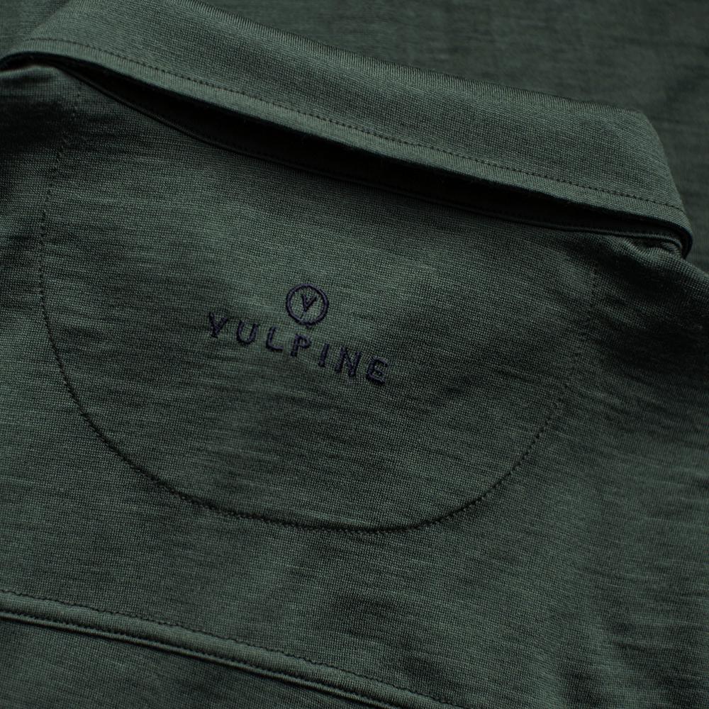 Vulpine | Mens Merino Long Sleeve Polo (Forest Green)