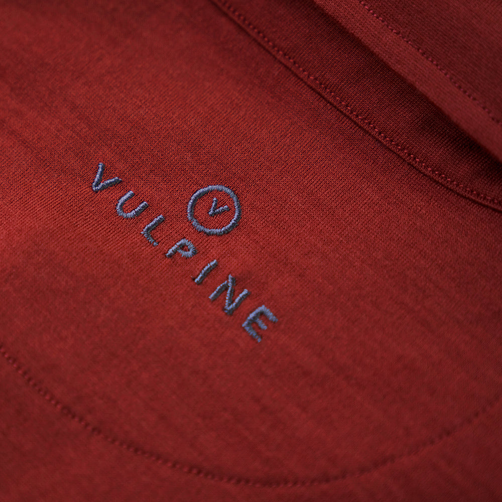 Vulpine | Mens Merino Long Sleeve Polo (Rust)