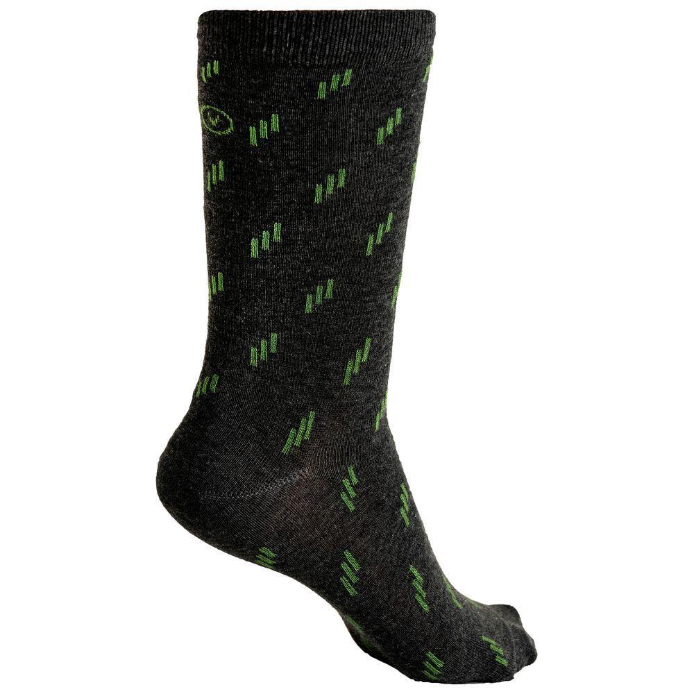 Vulpine | Mid Cotton-Cashmere 3-Dash Socks (Charcoal Marl/Lane Green)