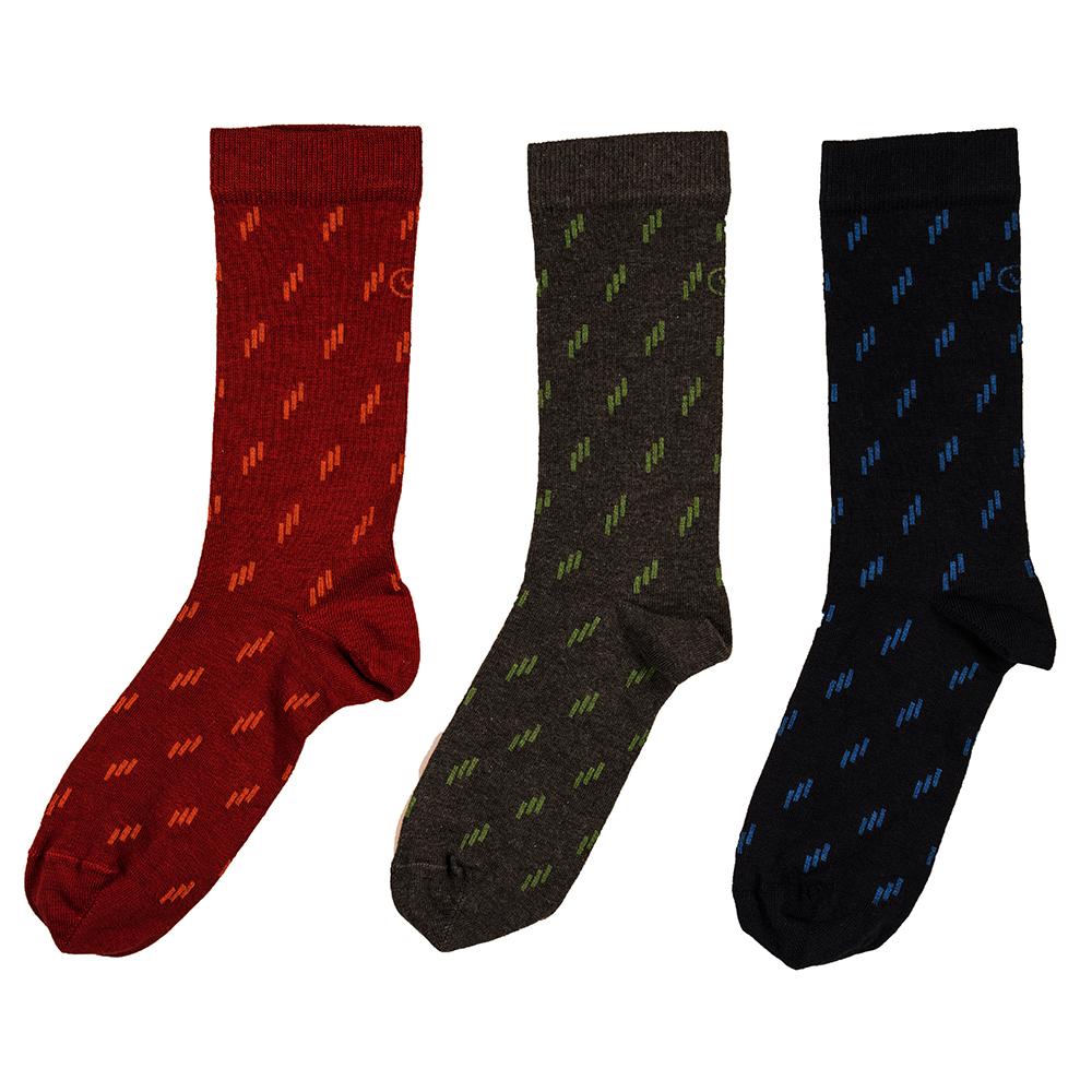 Vulpine | Mid Cotton-Cashmere 3-Dash Socks (Charcoal Marl/Lane Green)