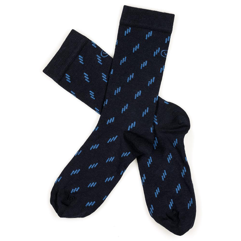 Vulpine | Mid Cotton-Cashmere 3-Dash Socks (Classic Navy/Boxall Blue)