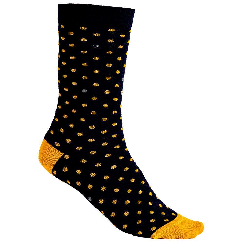 Vulpine | Mid Merino Blend Polka Dot Socks (Dark Navy/Yellow)
