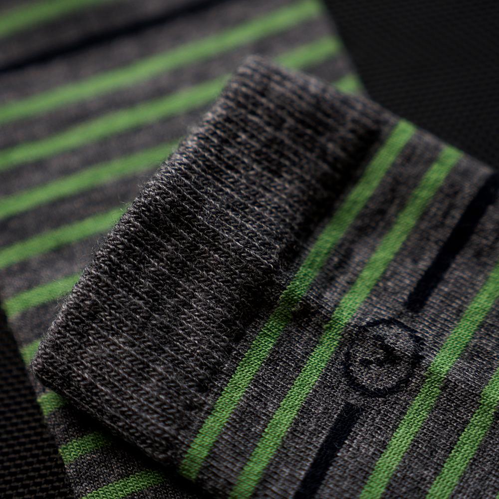 Vulpine | Mid Merino Blend Stripe Socks (Charcoal Marl/Lane Green)