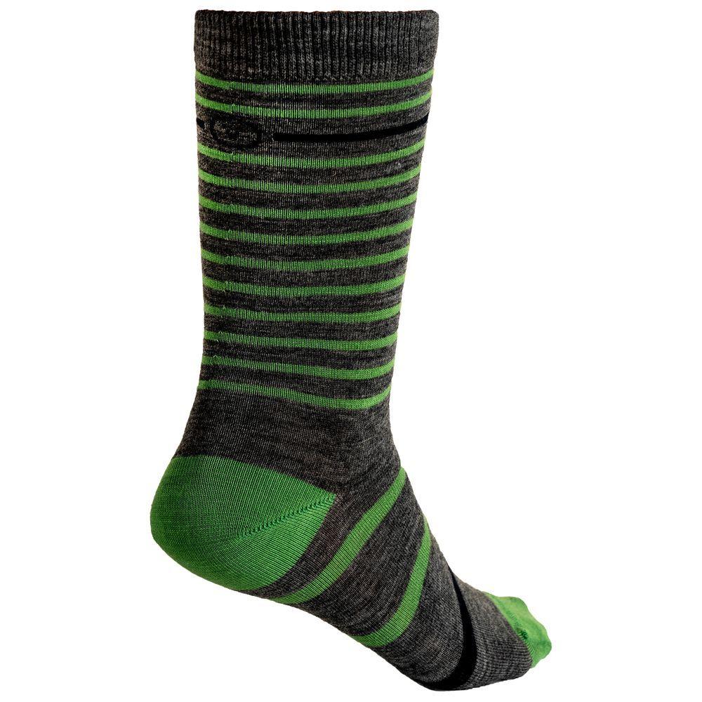 Vulpine | Mid Merino Blend Stripe Socks (Charcoal Marl/Lane Green)