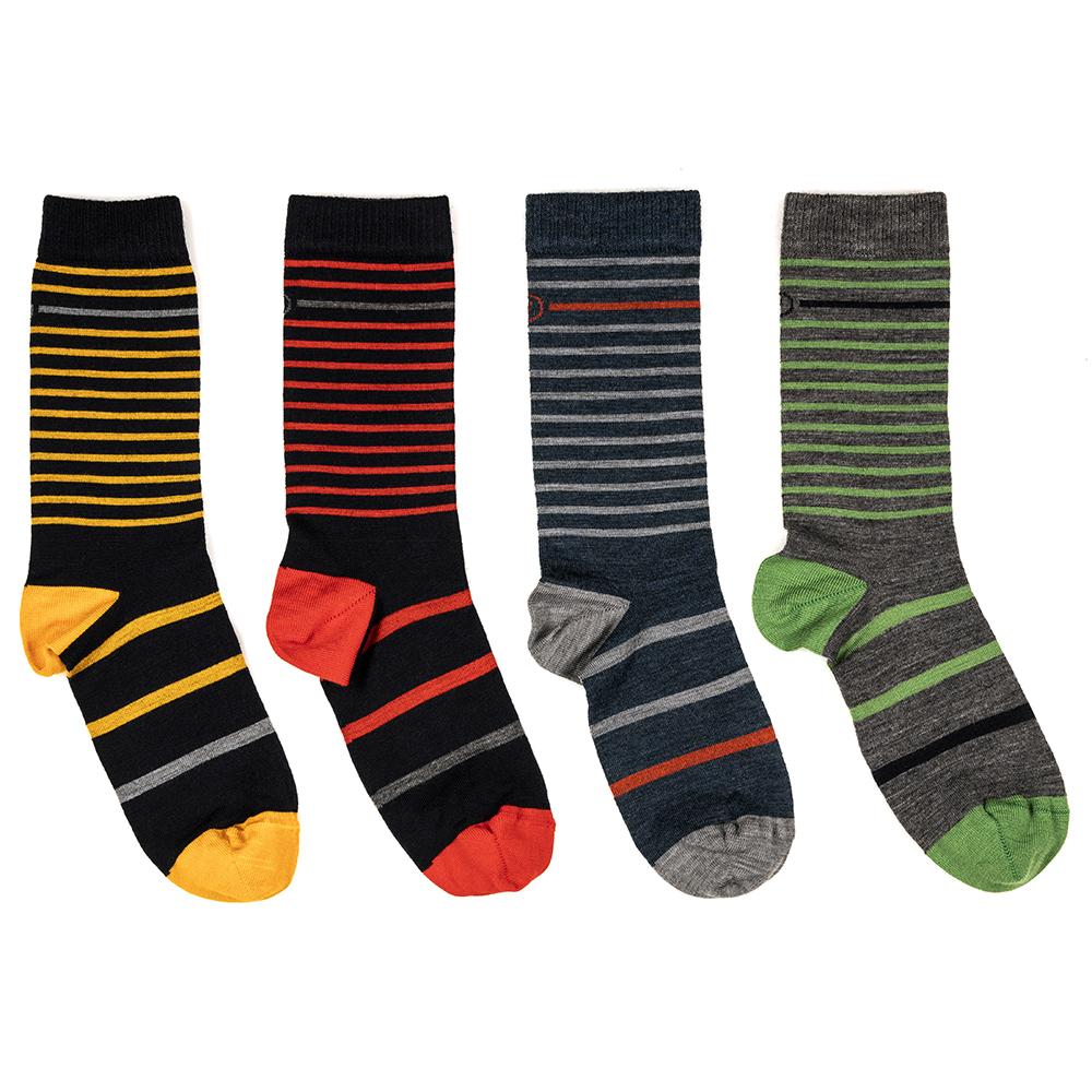 Vulpine | Mid Merino Blend Stripe Socks (Dark Navy/Atomic Red)