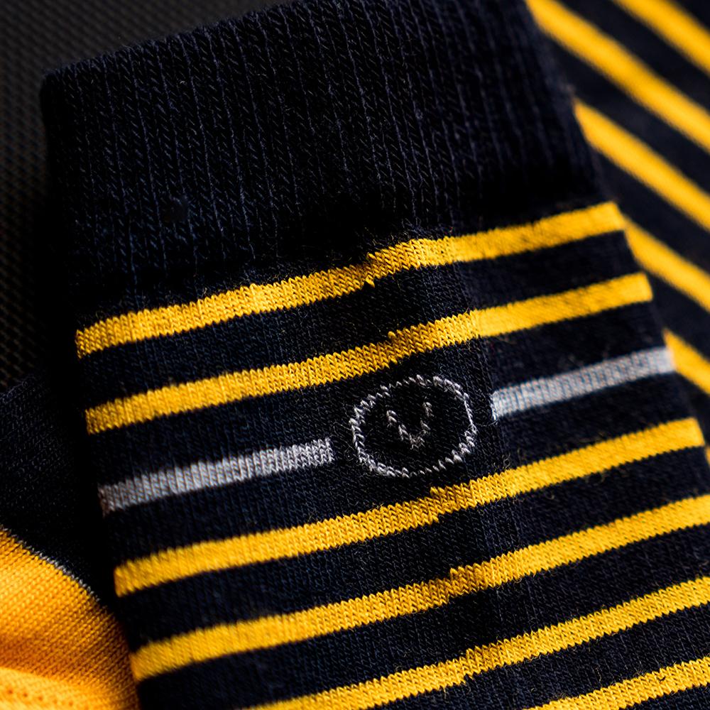Vulpine | Mid Merino Blend Stripe Socks (Dark Navy/Yellow)