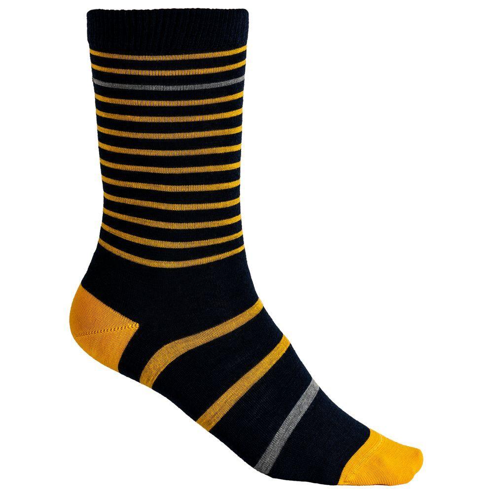 Vulpine | Mid Merino Blend Stripe Socks (Dark Navy/Yellow)