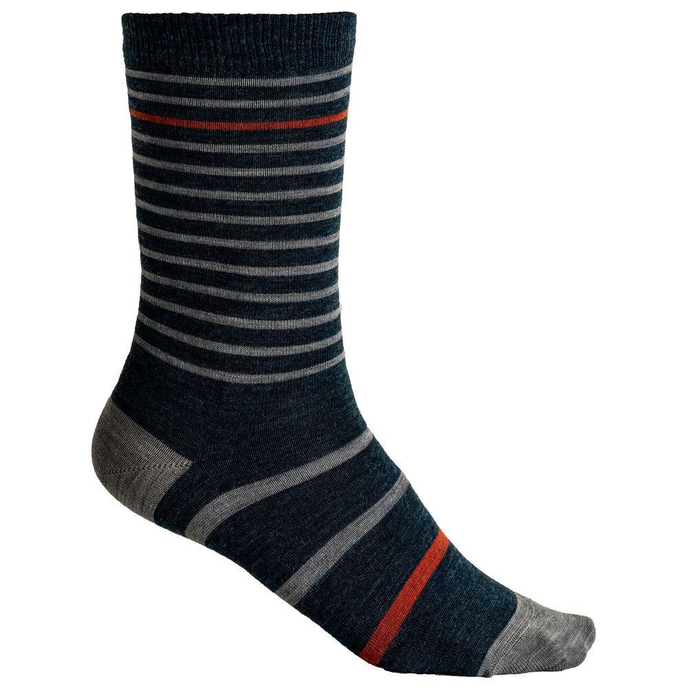 Vulpine | Mid Merino Blend Stripe Socks (Petrol/Grey Heather)
